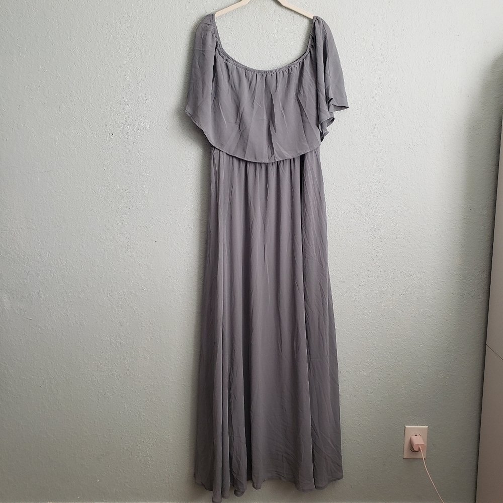 Baltic Born Dusty Blue Sonia Off Shoulder Maxi Dress - Picture 2 of 6